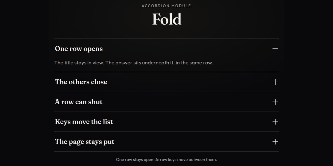An accordion with one answer open